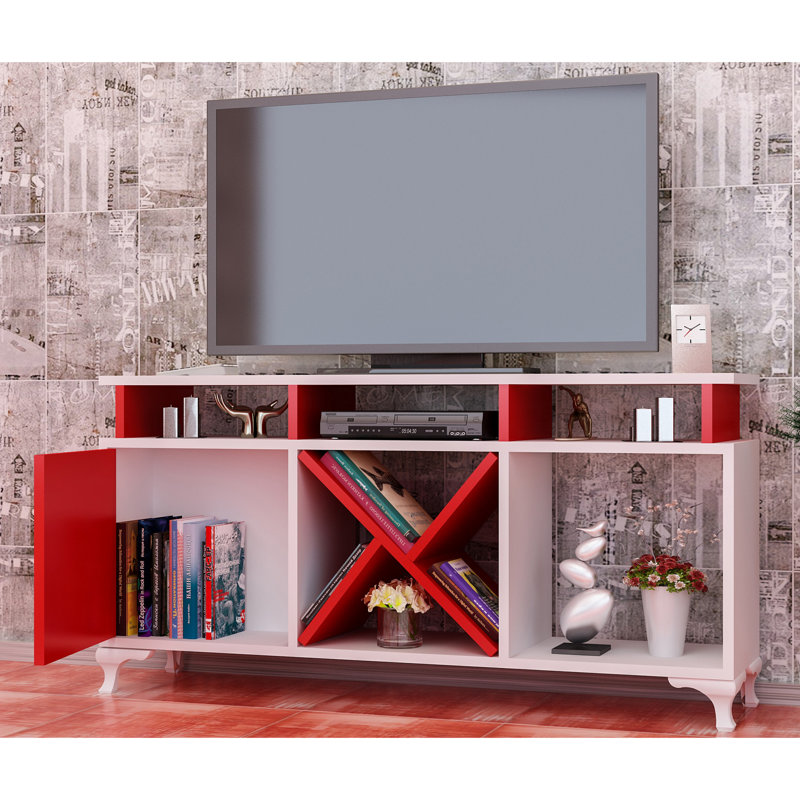 Amarius TV Stand for TVs up to 50", White/Red