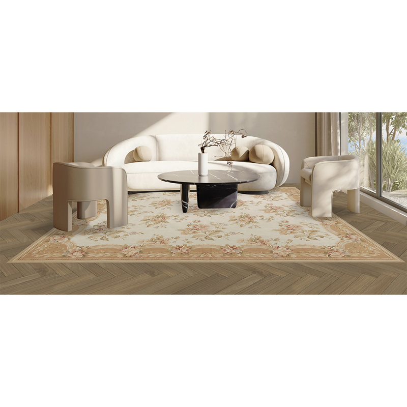 Wool Floral Area Rug, Square 12'