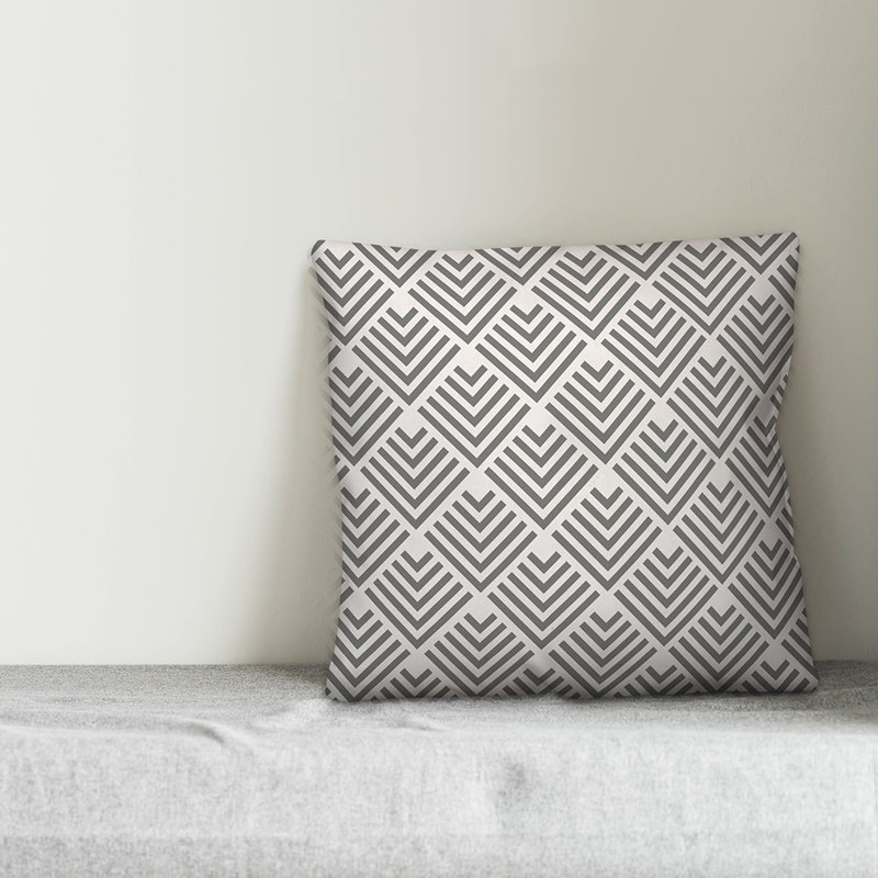  Coussin Geometric Arrow, 20 po x 20 po, Gris, Polyester / bourre en polyester