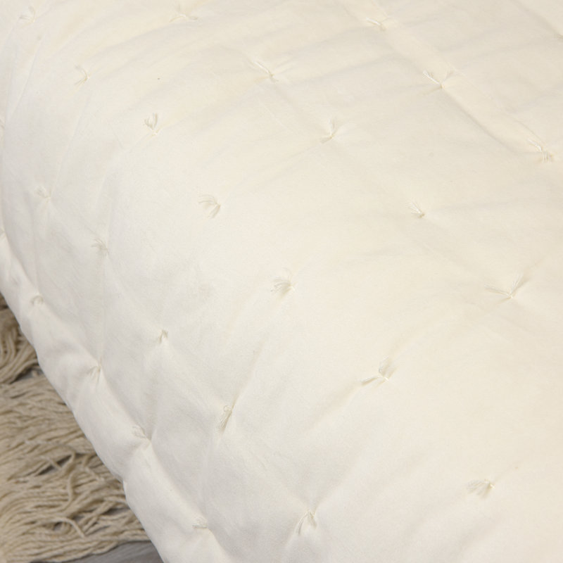 Gamora Cotton Velvet Solid Colour Quilt, Ivory, Queen Quilt