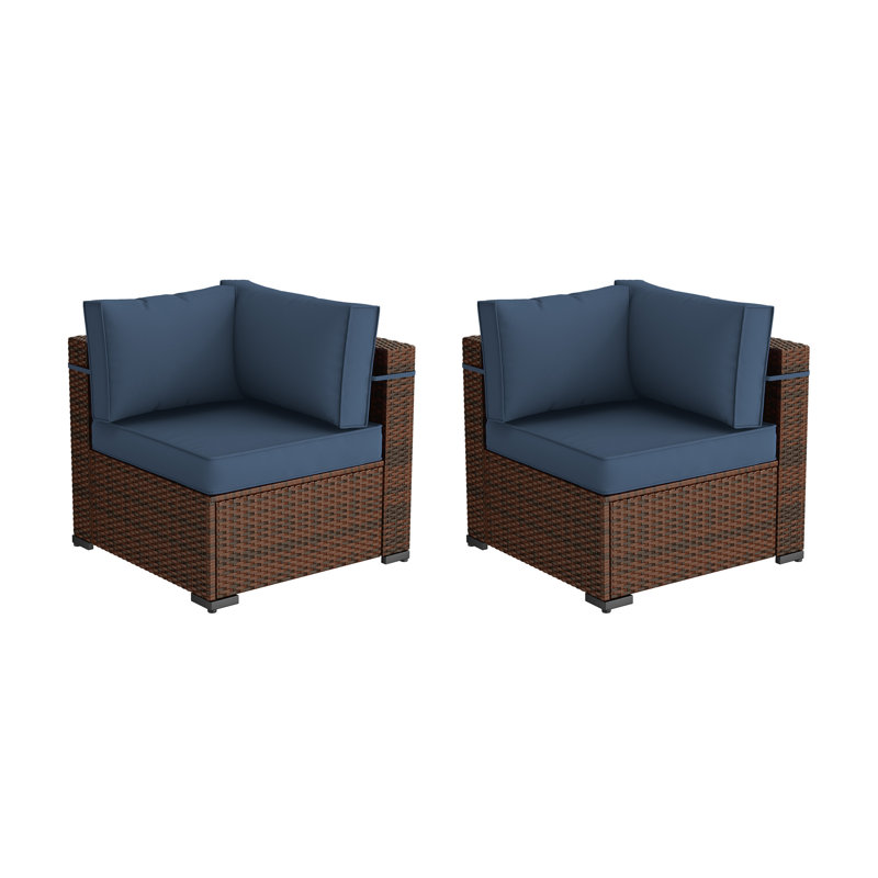 Wicker Outdoor Patio Sofa, Navy