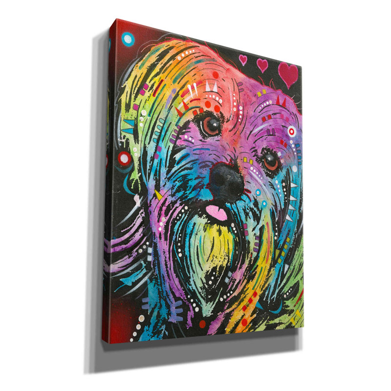 «Maltese Pup» par Dean Russo, art mural sur toile, H 16 po x l 12 po x P 0,75 po