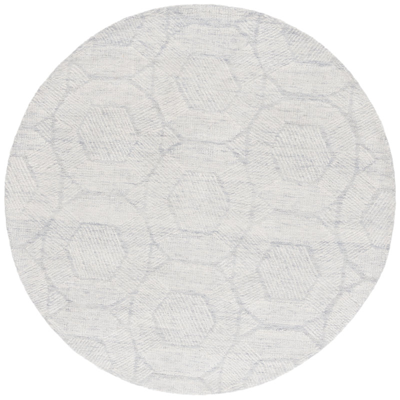 Tapis gris clair en laine touffeté à la main Luceile, Rond 6 pi