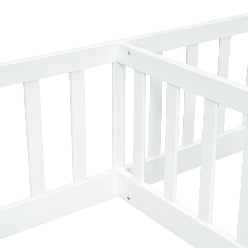 Lit simple et double au sol en blanc - Barrières de sécurité pour une bonne nuit de sommeil, White