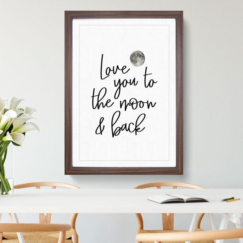 Love You to the Moon and Back V2 - Picture Frame Typography, 48cm H x 36cm W x 2cm D, Walnut Framed