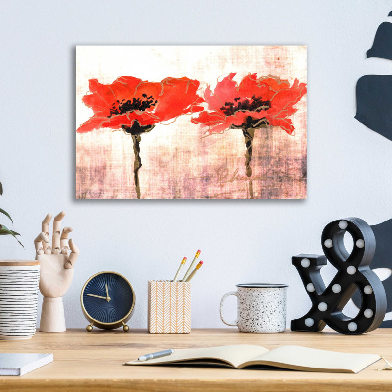 «Vivid Red Poppies V» par Leticia Herrera, art mural en verre acrylique, H 12 po x l 16 po x P 0,13 po