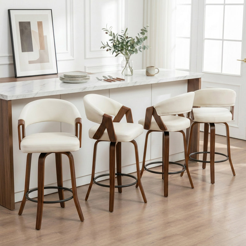 Tabouret de comptoir pivotant Ayala, White
