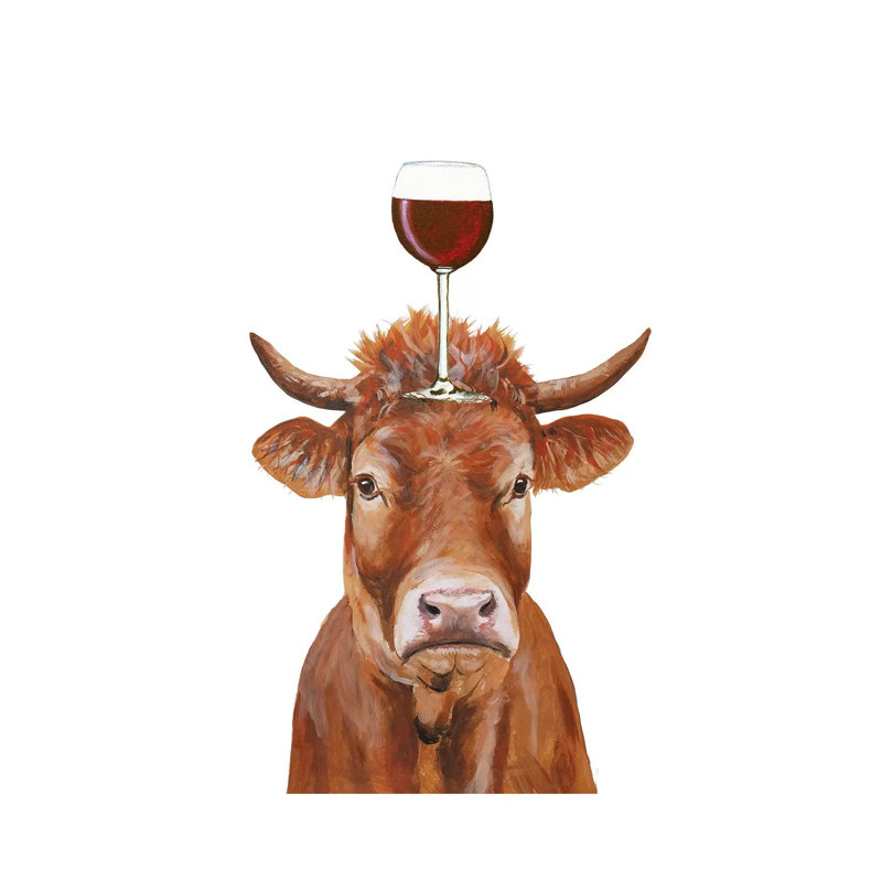 Cow With Wineglass by Coco De Paris - Wrapped Canvas Print, 66.04 cm H x 45.72 cm W x 3.175 cm D