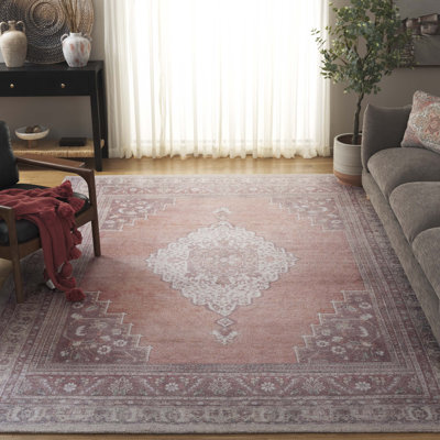 Tapis oriental ivoire / rouille clair en coton touffeté à la main Ashbie