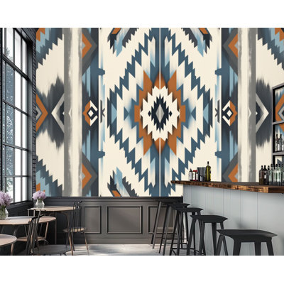 Wall Mural Peel and Stick Wallpaper Navajo tribal seamless Native American ornament Ethnic South Self-Adhesive Removable Contact Paper Wall Decor for Living Room Bedroom 69"H x 96"W