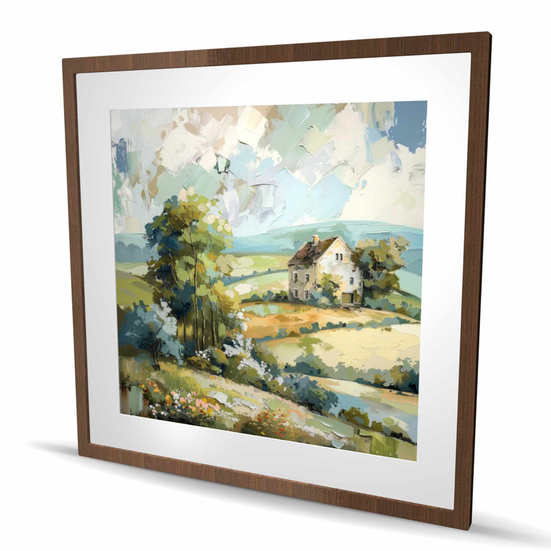 On the Plain - Reproduction matte encadrée verte pour la décoration intérieure