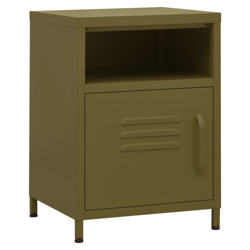 VidaXL Nightstand Steel Medium Adjustable Feet Nightstand, Green, Individual