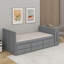 Lit plateforme simple en bois avec bureau et tablette de rangement-1408849615