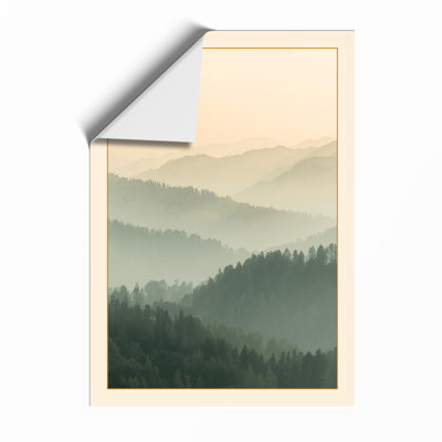 Mountains in Mist Scandinavian - Framed Print