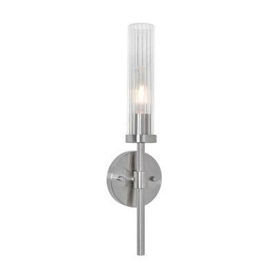 6E3C6C282ABF453589FE7FDB41058406 Huntington 18" One-Light Medium Base Indoor Wall Sconce, Satin Nickel Brass
