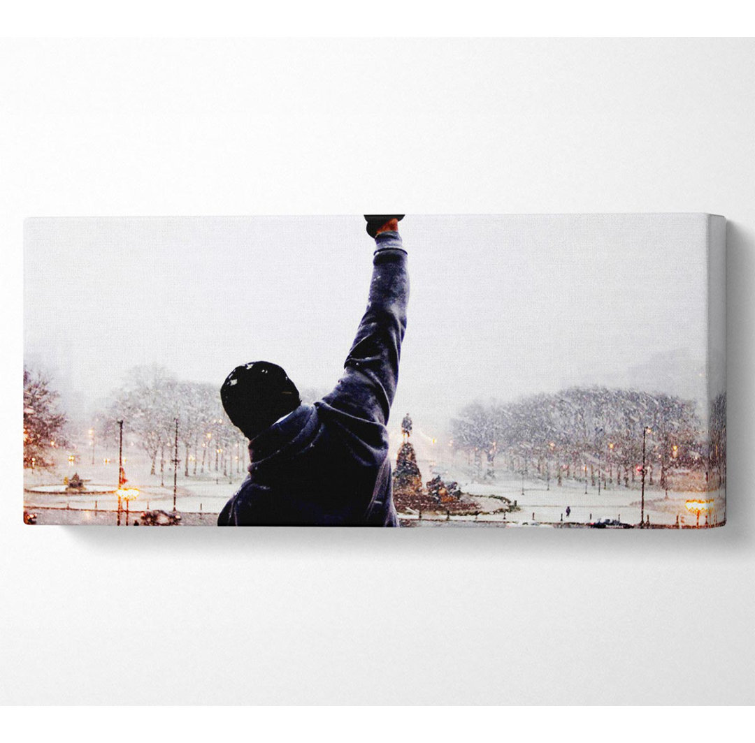 Rocky Balboa auf der Treppe Panoramaleinwand