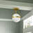 1-E12 Light Brushed Gold Finished Glass Shade Flush Mount Light Fixture