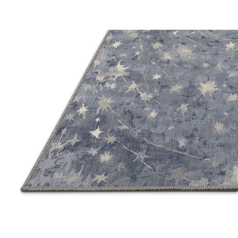 Machine Washable Gray Area Rug, Square 5'