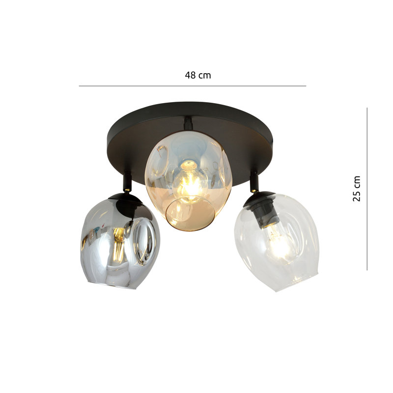 Goodfellow Glass Semi Flush Mount, Transparent/Graphite/Amber