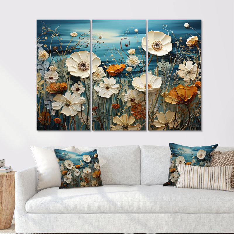 «Cool And Calming Flower Blooming Fields II», ensemble d'art sur toile, H 28 po x l 36 po x P 1 po
