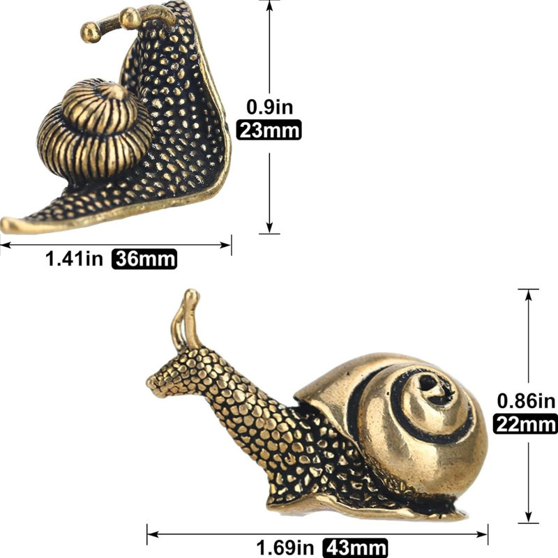 Ensemble de 2 mini figurines d'escargot en laiton