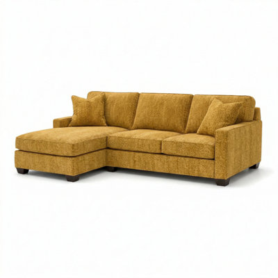 Clifford Sectional – Made in USA, 5-Day Shipping, Custom Fabric Options, L-Shaped Sectional Wholesale Sectional Furniture - Hepburn Chai Tea - Mustard