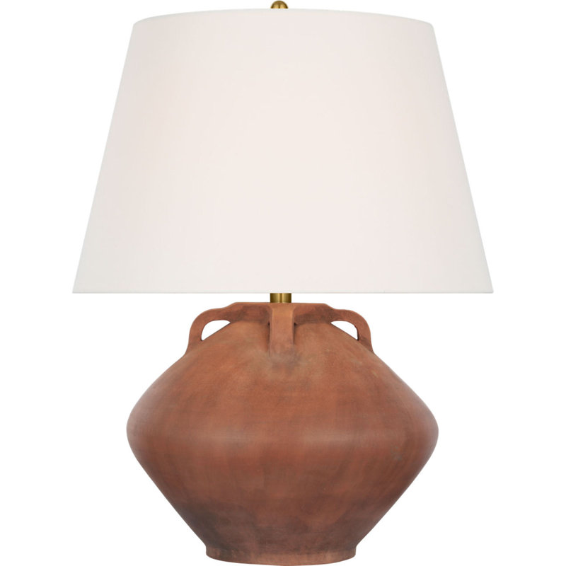 Brewer 25" Table Lamp in Natural Terracotta with Linen Shade