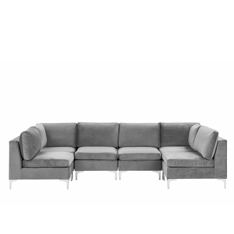 Tonia 6 Seater Velvet Large Corner Sofa , Grey