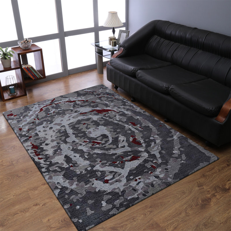 Tapis écologiques en laine touffetés à la main de Manns - Rectangulaire, multicolore, conception moderne abstraite, tapis épais antidérapants faits à la main pour salon, chambre à coucher