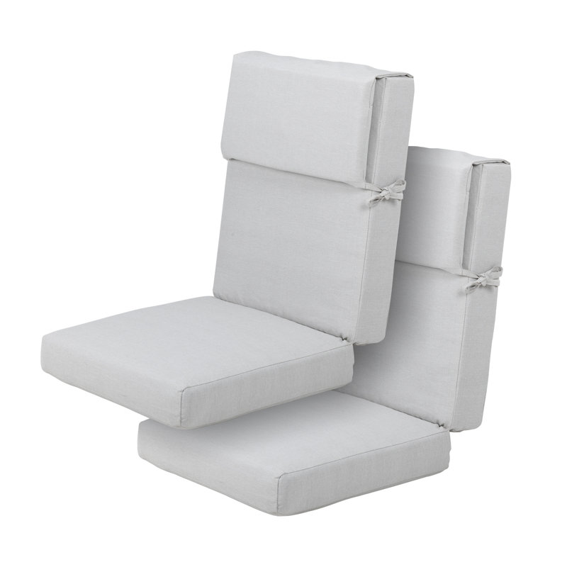 Coussin de siège / dossier d'extérieur 4,1 po, ensemble de 2, Gris clair
