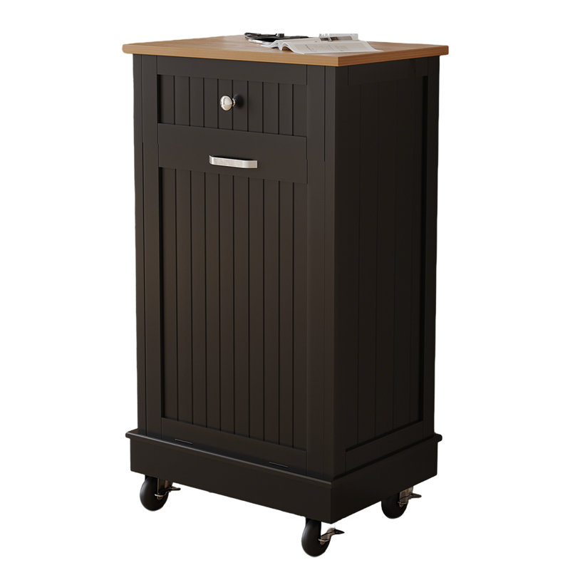 Poubelle 10 gallons en bois manufacturé, Noir