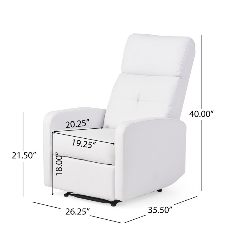 Fauteuil inclinable manuel 26 po Suai, Simili cuir blanc