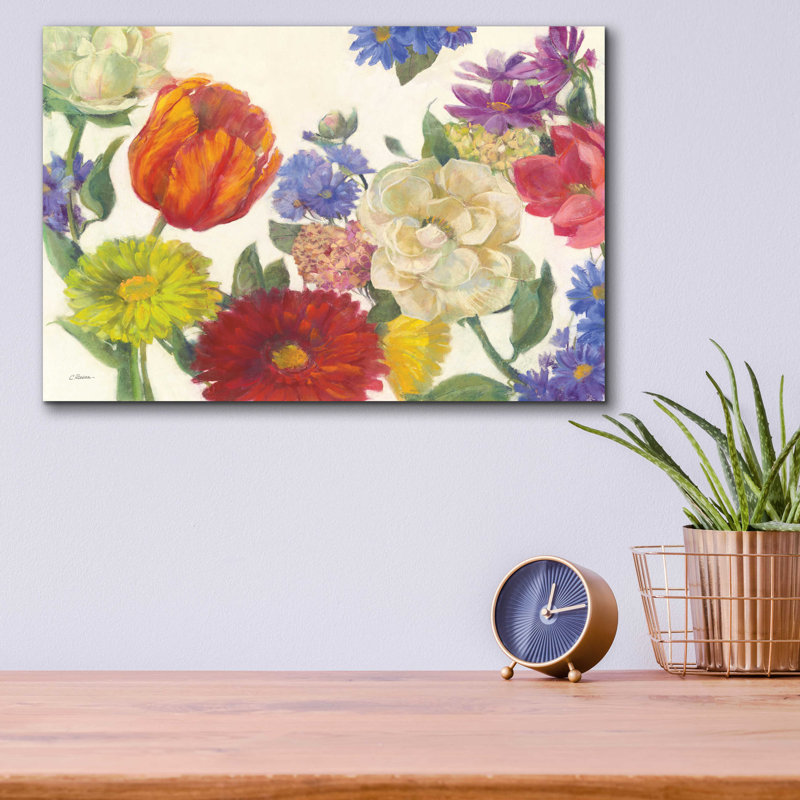 "Fleurs colorées sur fond blanc" par Carol Rowan, H 12 po x l 16 po x P 0,13 po