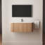 Meuble-lavabo flottant simple 36 po en bois naturel avec lavabo en céramique, armoire rayée avec plateau en marbre artificiel de Carrare et tiroir à fermeture en douceur, pré-assemblé-1373189693-1373189688