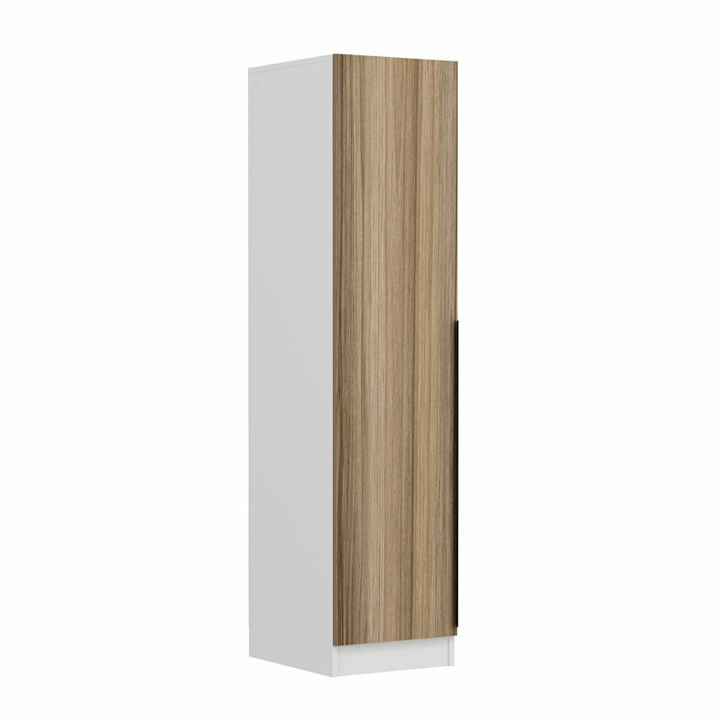 Armoire moderne avec couvercle Wesa, noyer et blanc, 17,7 po x 82,7 po x 20,5 po | 100% panneau de particules enduit de mélamine, 0,7 po d'épaisseur | Nombreuses tablettes, conception à fixation murale | Élégant et fonctionnel pour tout espace