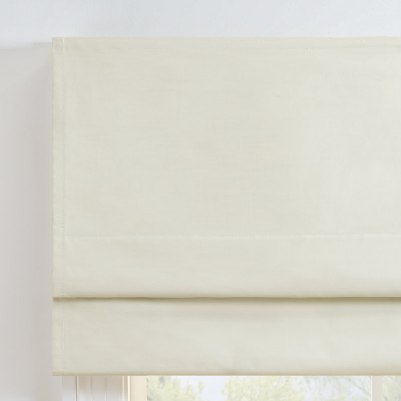 ECLIPSE Faux Silk Roman Shade for Windows, Cordless 100% Blackout Shades 36 in Wide x 64 in Long, Noise Reducing, Energy Efficient and Solid Silk-Like Window Shades for Living Room, Bedroom or Office, Ivory