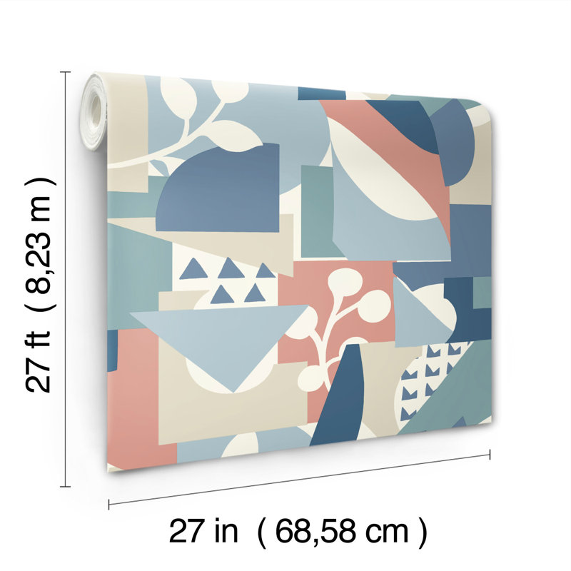 Geometric Wallpaper Roll, Blue