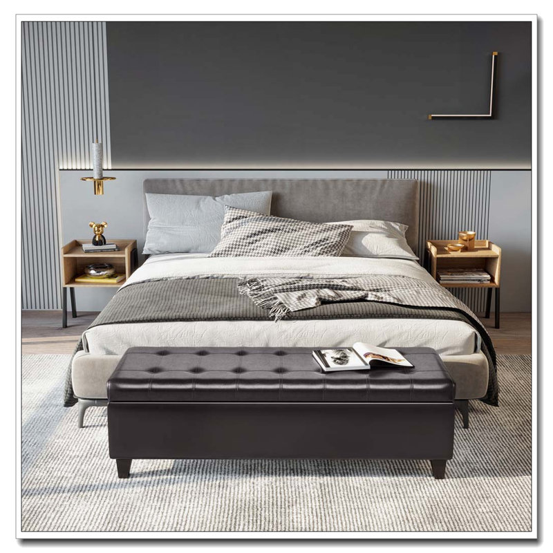 Banc de rangement avec repose-pieds 51 po, Brun