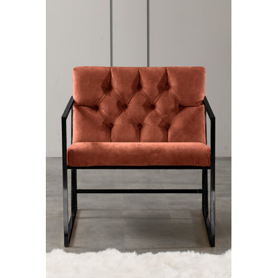 Elegant Wing Chair, Tile Red, 27.6 x 29.1 x 29.5 inches | 100% Metal Frame with 100% Babyface Fabric | Comfortable Seat Height: 18.1 inches, Perfect for Living Room & Cozy Reading Nook, Stylish & Durable Design