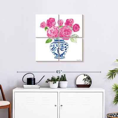 Harnek chinoiserie roses sur fond blanc I