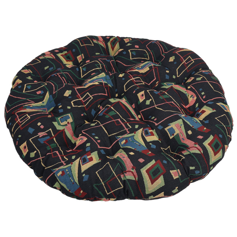 Outdoor Papasan Seat Cushion, 48" W x 48" D, Black Abstract