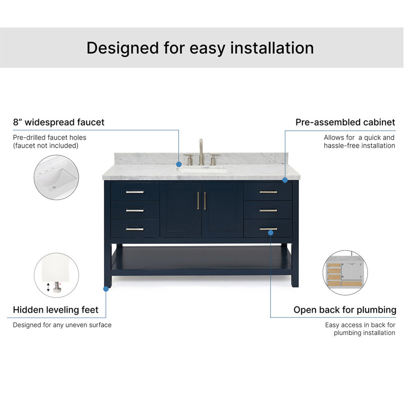 Magnolia Bath Vanity Rectangular Basin S061SCWRV, Midnight Blue, Rectangular