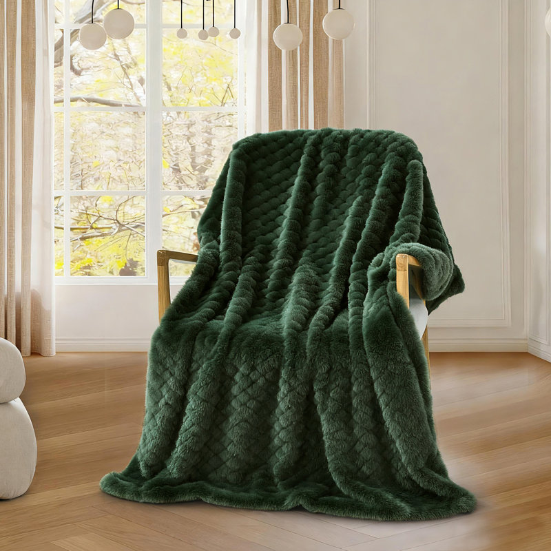Jeté en fausse fourrure Luxury 50X70, Vert