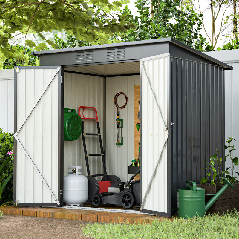 Remise pour outils tout-terrain 6 pi x 4 pi - noir, structure de rangement pour pelouse