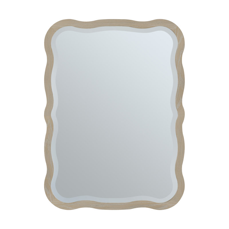 Rowyn Solid Wood Wavy Wall Mirror, Natural