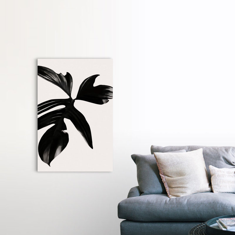 «Black Leaf», art mural sur toile, Toile tendue, H 48 po x l 32 po