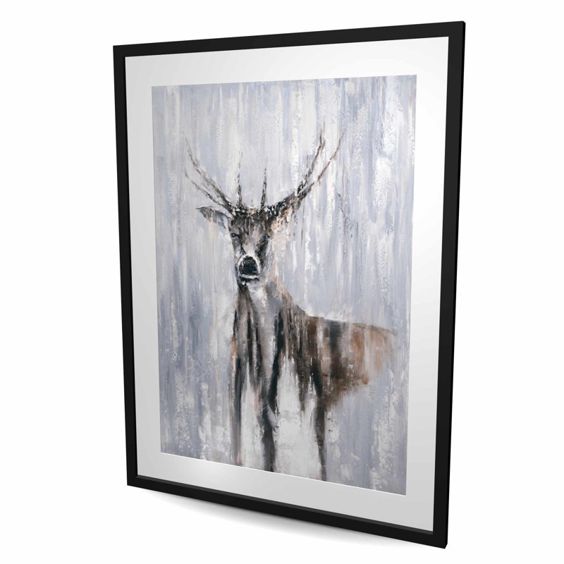 Winter Abstract Deer - Framed Matted Print for Home Decor