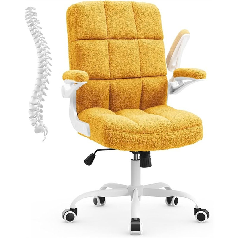 Chaise de bureau ergonomique SEATZONE, Velours pelucheux, Jaune