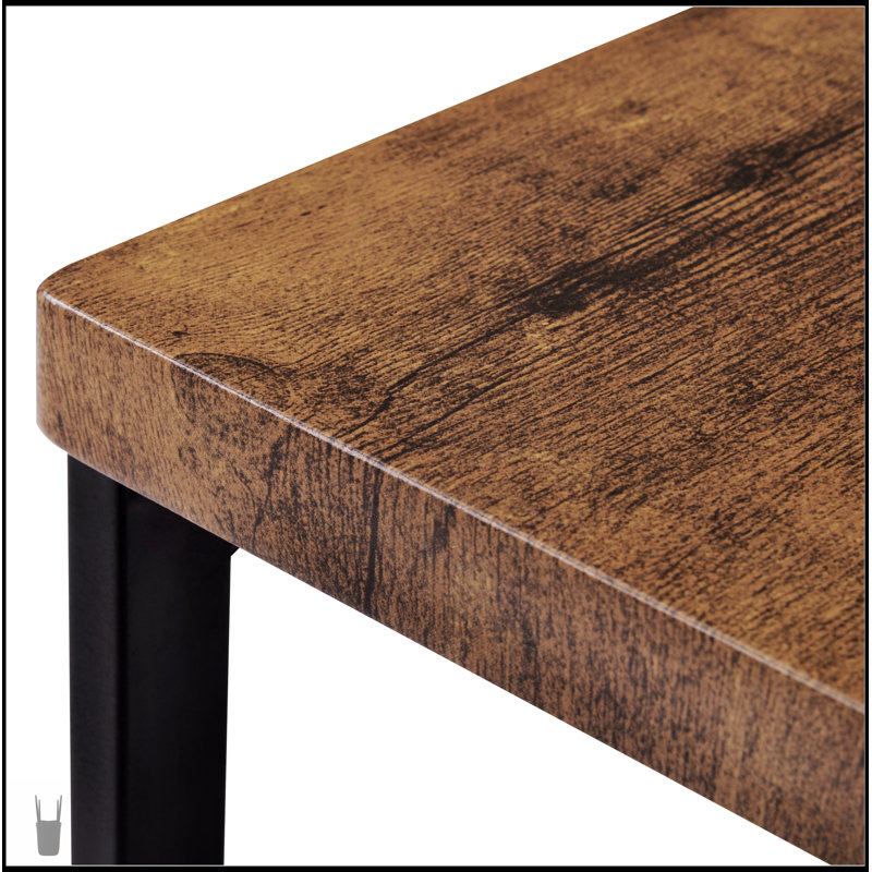 Ensemble de table de salle à manger à hauteur de comptoir extra longue avec 3 tabourets, structure en acier durable et panneaux de fibres à densité moyenne pour les cuisines modernes et les petits espaces