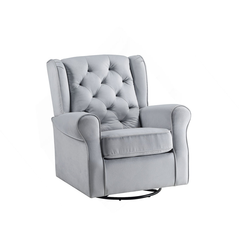 Zeger Gray Fabric Glider Chair With Swivel